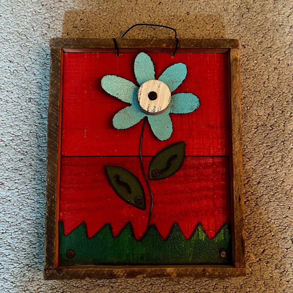 Wood and Metal Flower Art